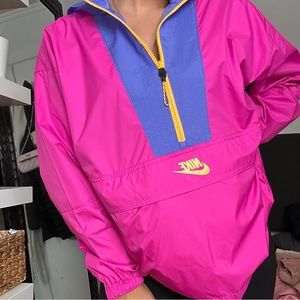 Nike neon pink, blue and yellow windbreaker (size S)